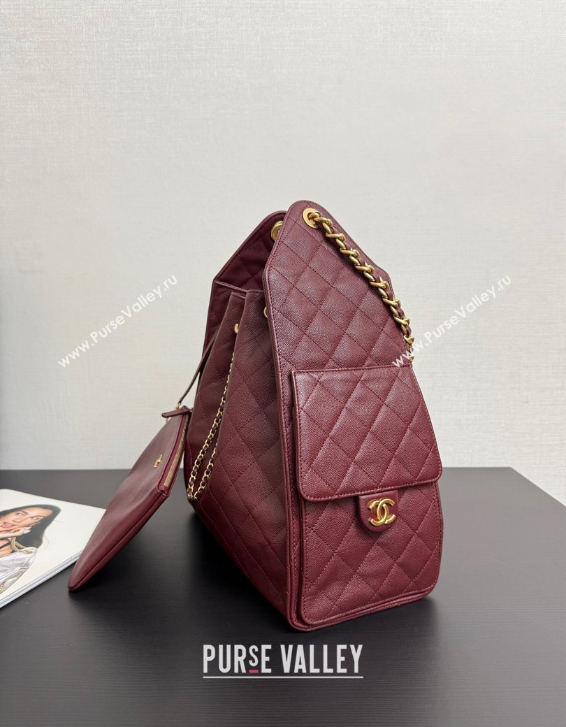 Chanel 25 Grained Calfskin Medium Handbag AS5311 Dark Burgundy 2025 0811 (yezi-2508110062)