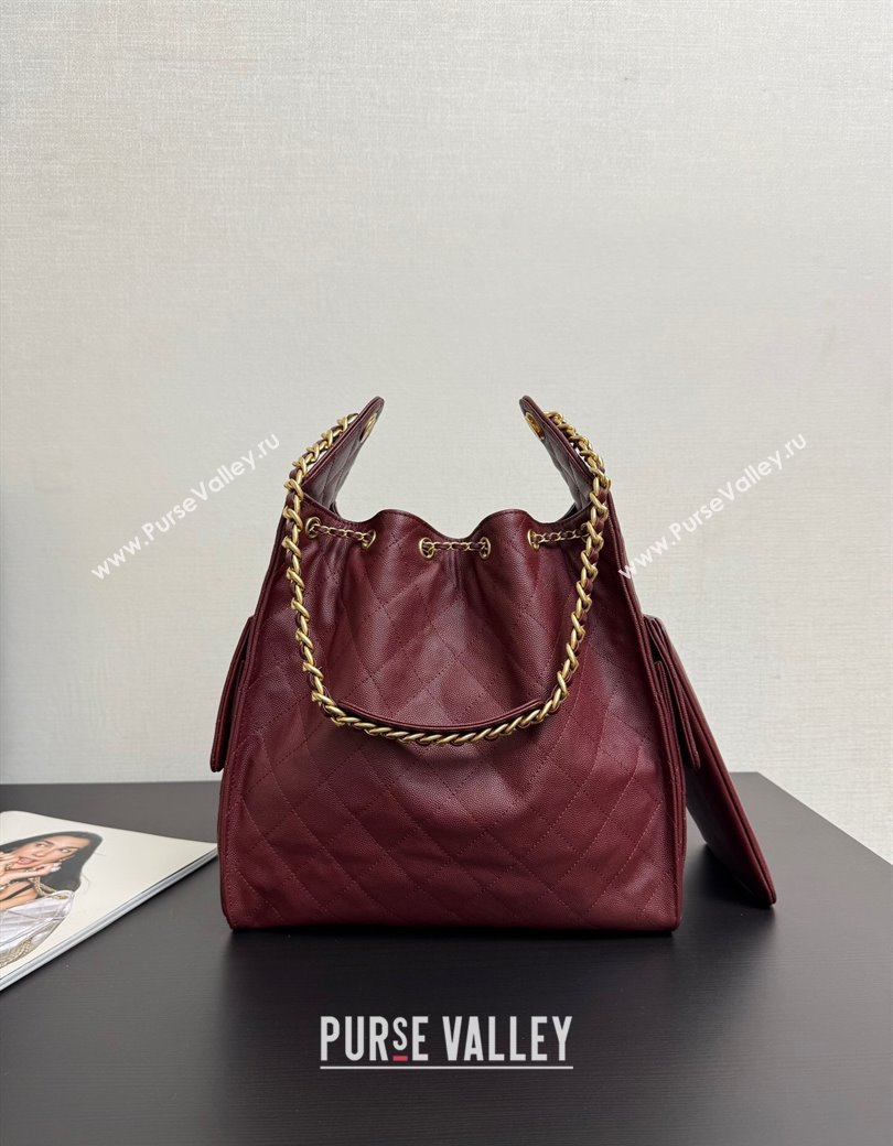 Chanel 25 Grained Calfskin Medium Handbag AS5311 Dark Burgundy 2025 0811 (yezi-2508110062)