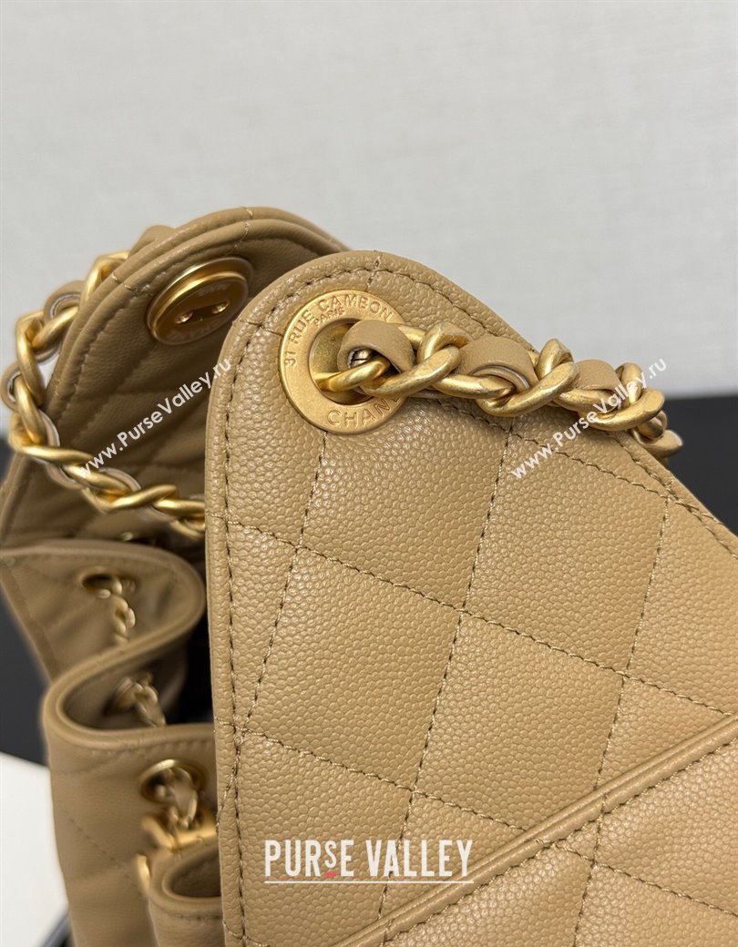 Chanel 25 Small Handbag in Grained Calfskin AS5293 Dark Beige 2025 0811 (yezi-2508110075)