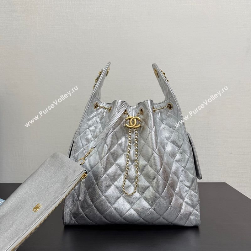 Chanel 25 Grained Calfskin Medium Handbag AS5311 Silver 2025 0811 (yezi-2508110053)