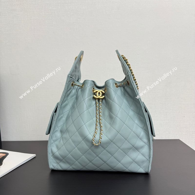 Chanel 25 Grained Calfskin Medium Handbag AS5311 Dusty Blue 2025 0811 (yezi-2508110051)