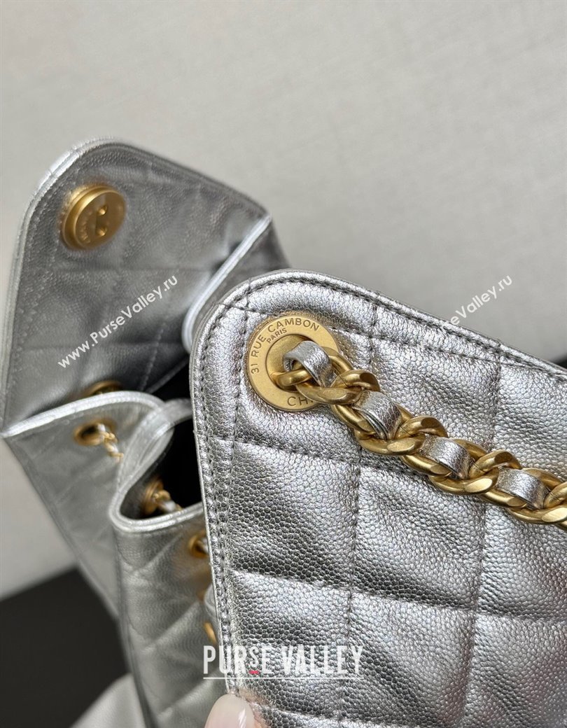 Chanel 25 Grained Calfskin Medium Handbag AS5311 Silver 2025 0811 (yezi-2508110053)