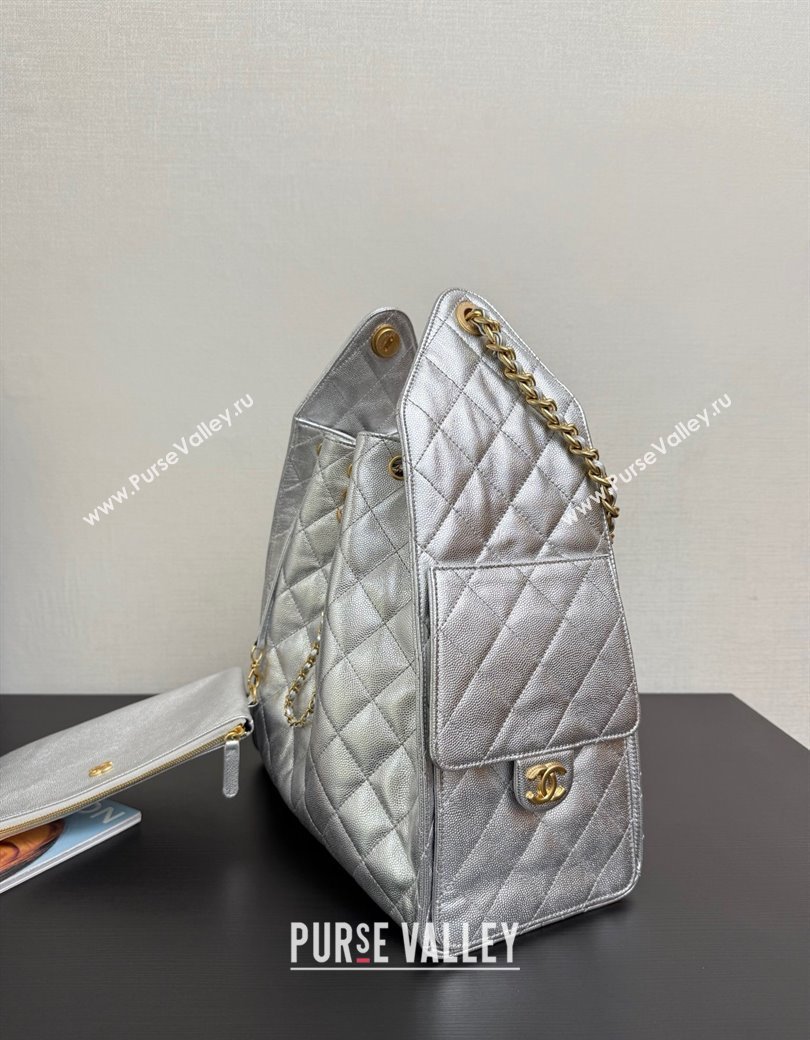 Chanel 25 Grained Calfskin Medium Handbag AS5311 Silver 2025 0811 (yezi-2508110053)