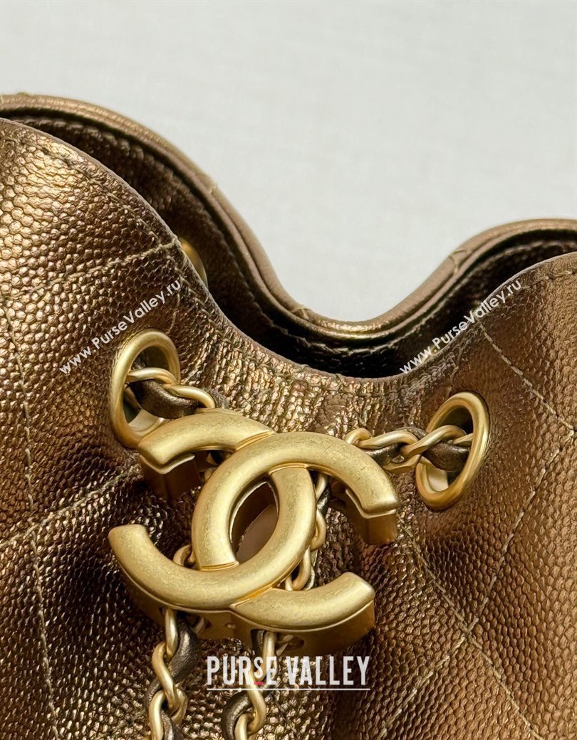 Chanel 25 Metallic Calfskin Medium Handbag AS5311 Dark Gold 2025 0811 (yezi-2508110054)