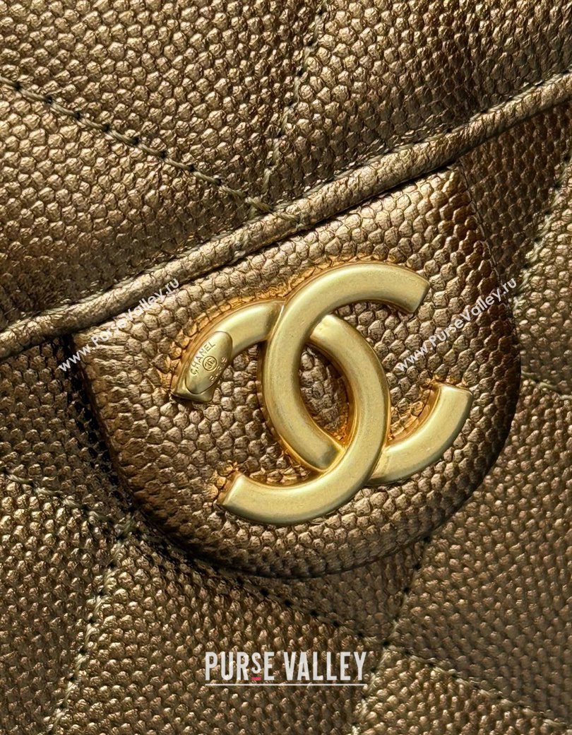 Chanel 25 Metallic Calfskin Medium Handbag AS5311 Dark Gold 2025 0811 (yezi-2508110054)