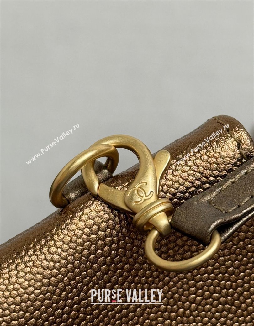 Chanel 25 Metallic Calfskin Medium Handbag AS5311 Dark Gold 2025 0811 (yezi-2508110054)