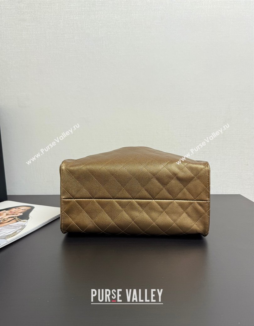 Chanel 25 Metallic Calfskin Medium Handbag AS5311 Dark Gold 2025 0811 (yezi-2508110054)
