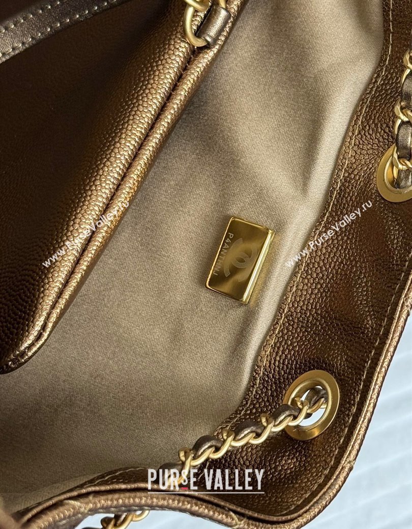 Chanel 25 Metallic Calfskin Medium Handbag AS5311 Dark Gold 2025 0811 (yezi-2508110054)