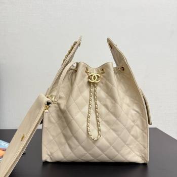 Chanel 25 Grained Calfskin Medium Handbag AS5311 Light Beige 2025 0811 (yezi-2508110055)