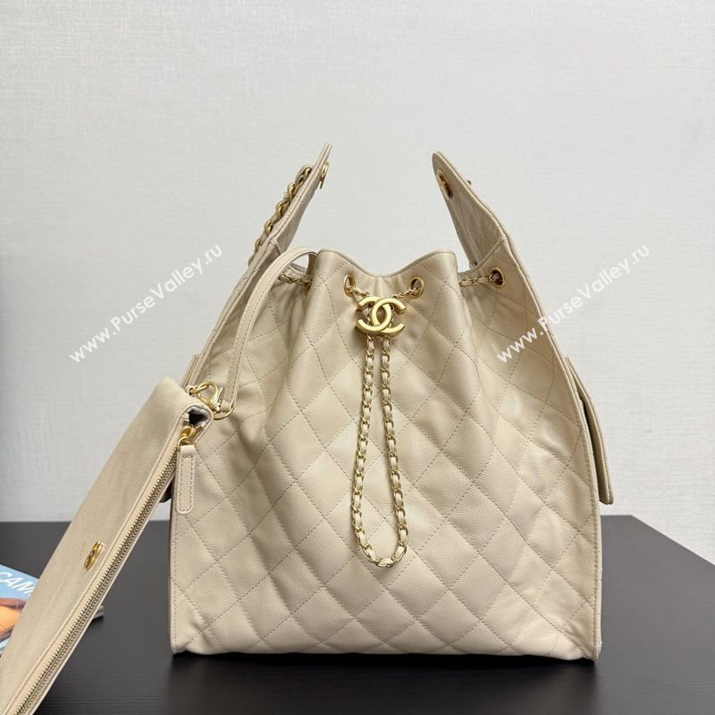 Chanel 25 Grained Calfskin Medium Handbag AS5311 Light Beige 2025 0811 (yezi-2508110055)