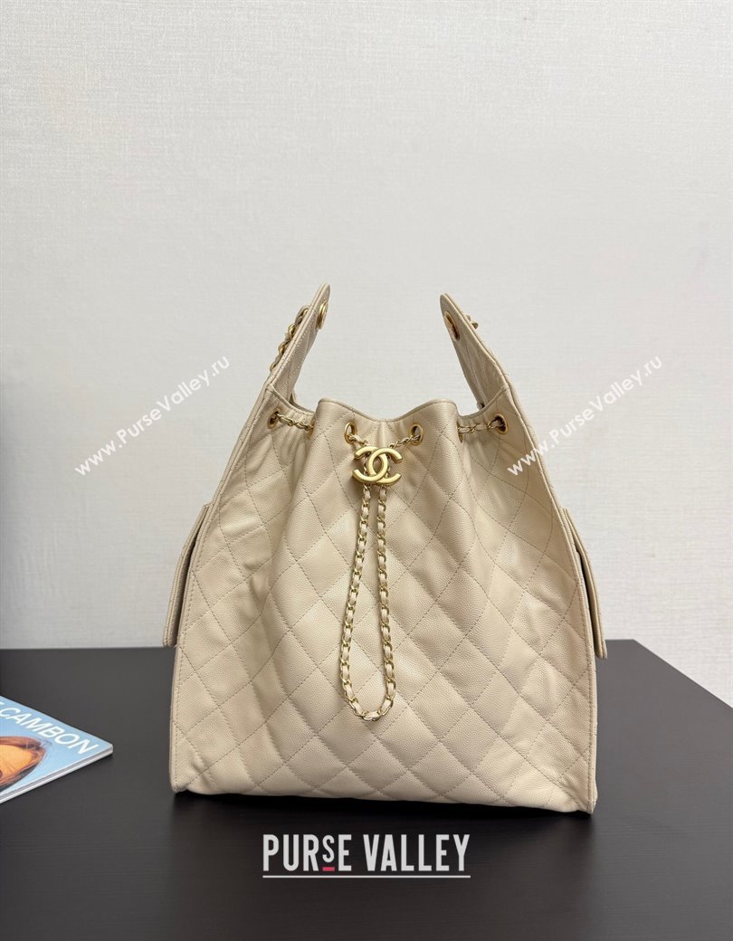 Chanel 25 Grained Calfskin Medium Handbag AS5311 Light Beige 2025 0811 (yezi-2508110055)