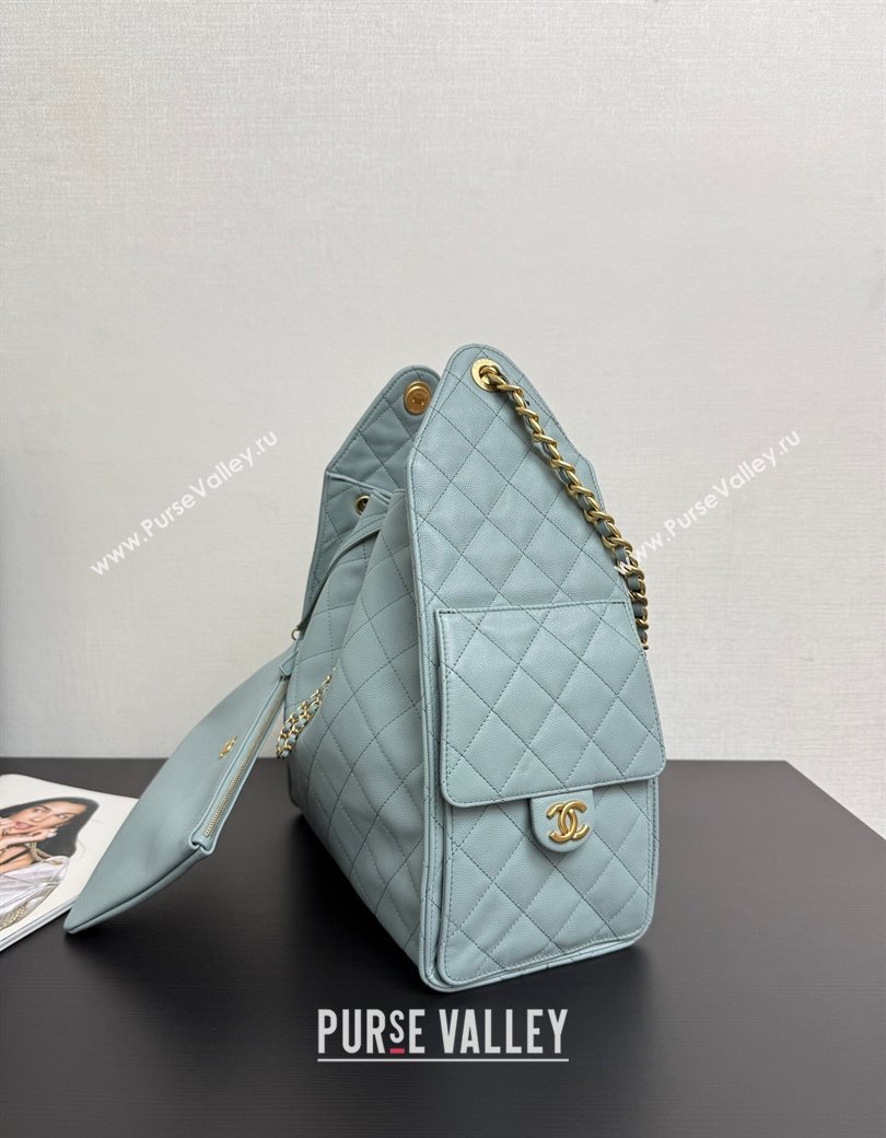 Chanel 25 Grained Calfskin Medium Handbag AS5311 Dusty Blue 2025 0811 (yezi-2508110051)