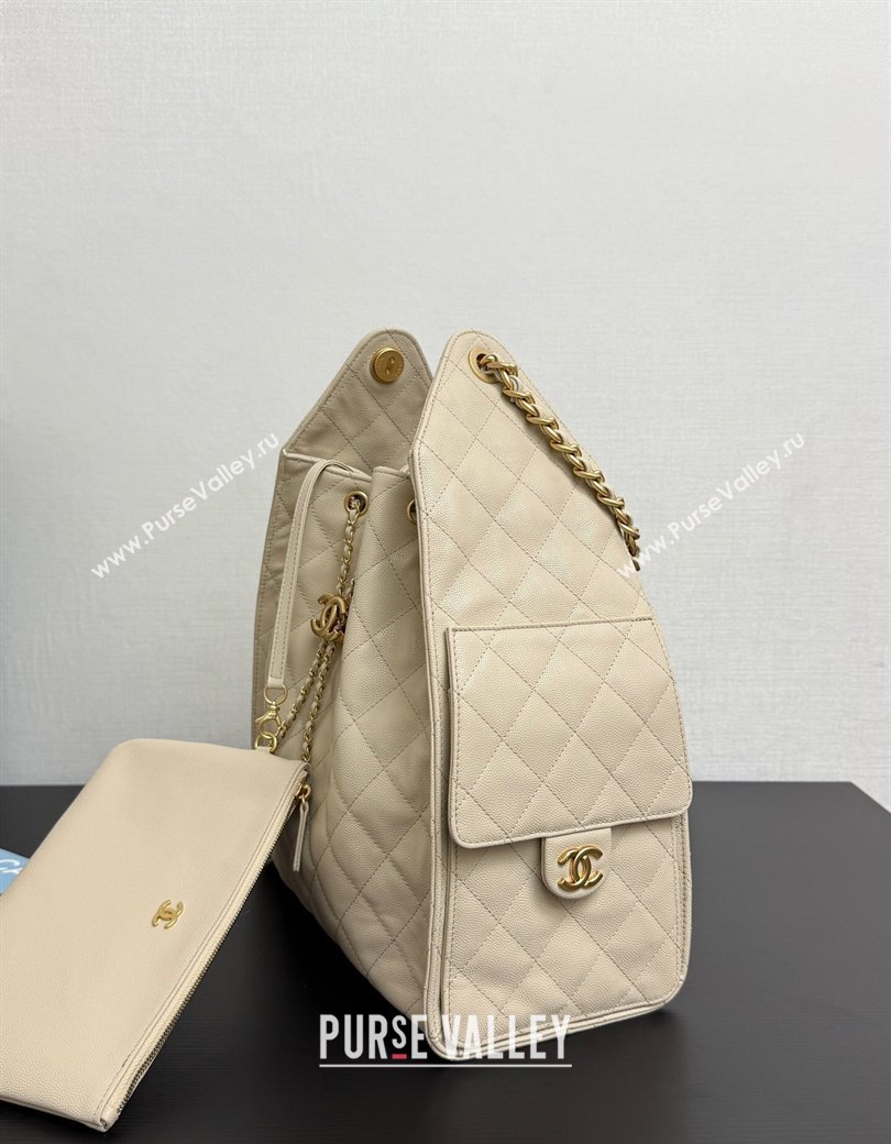 Chanel 25 Grained Calfskin Medium Handbag AS5311 Light Beige 2025 0811 (yezi-2508110055)