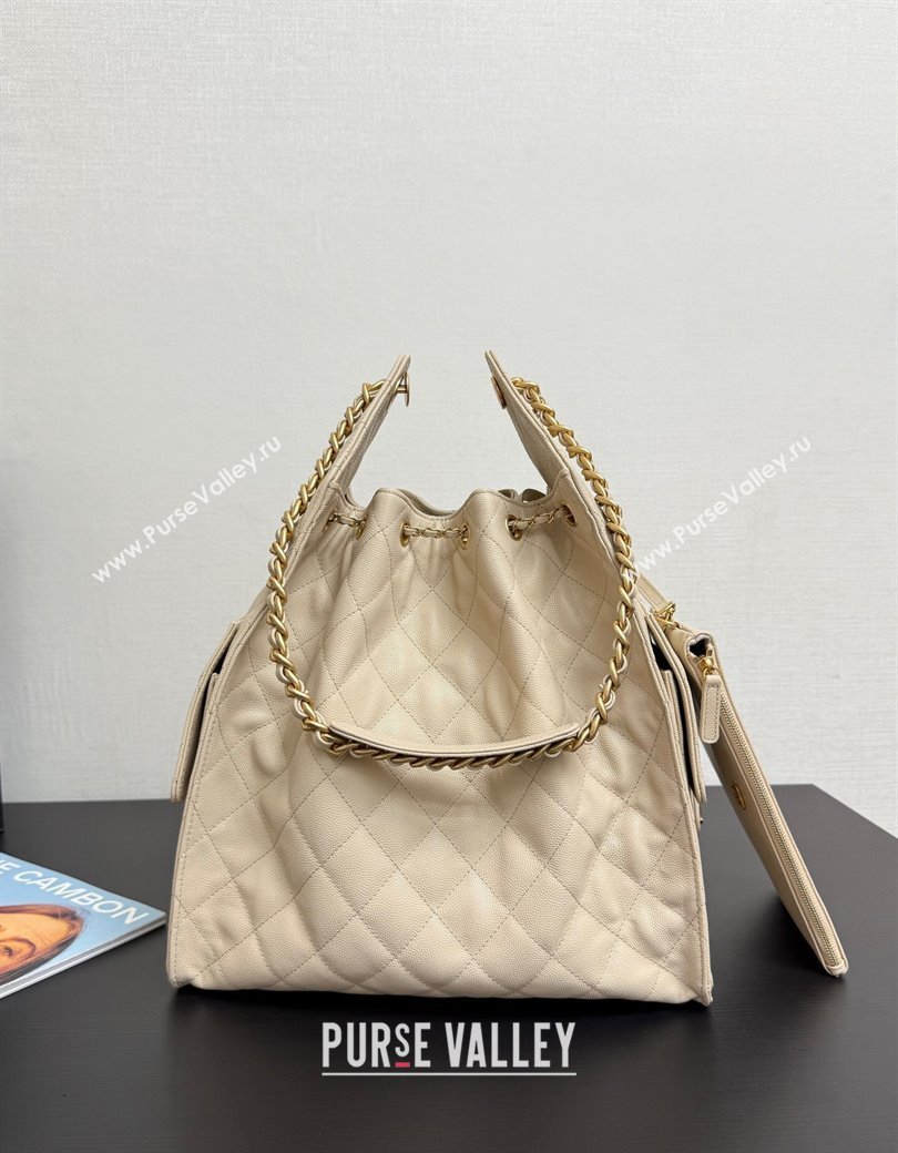 Chanel 25 Grained Calfskin Medium Handbag AS5311 Light Beige 2025 0811 (yezi-2508110055)