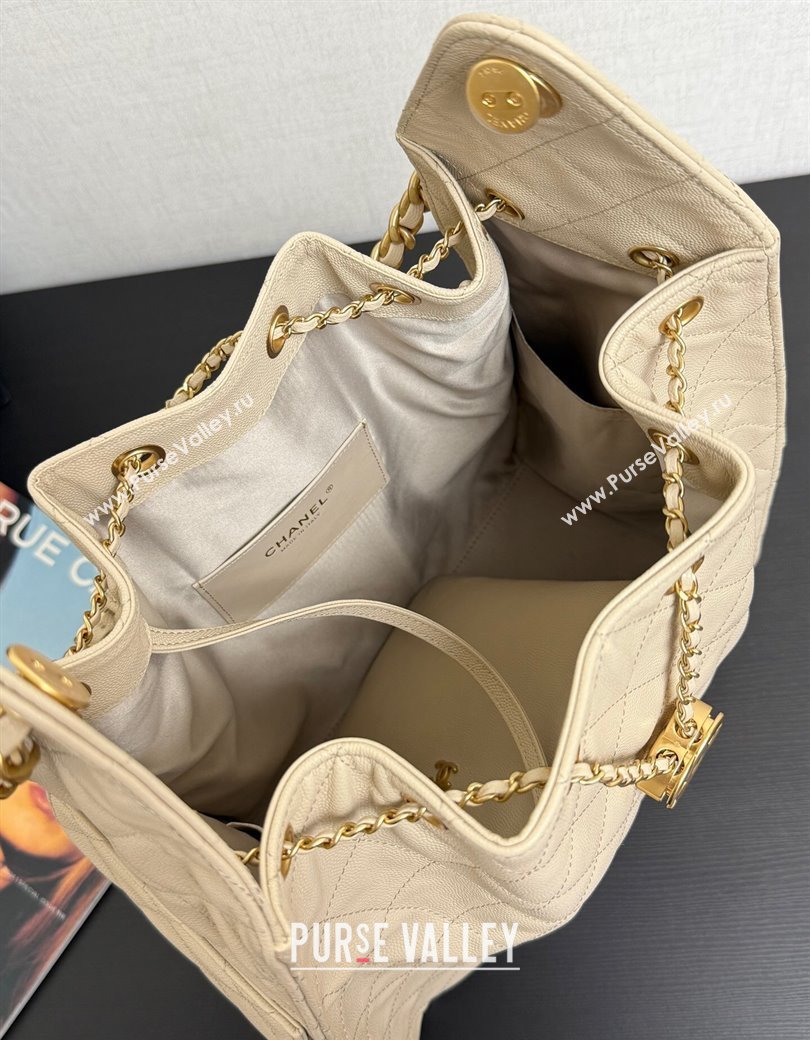 Chanel 25 Grained Calfskin Medium Handbag AS5311 Light Beige 2025 0811 (yezi-2508110055)