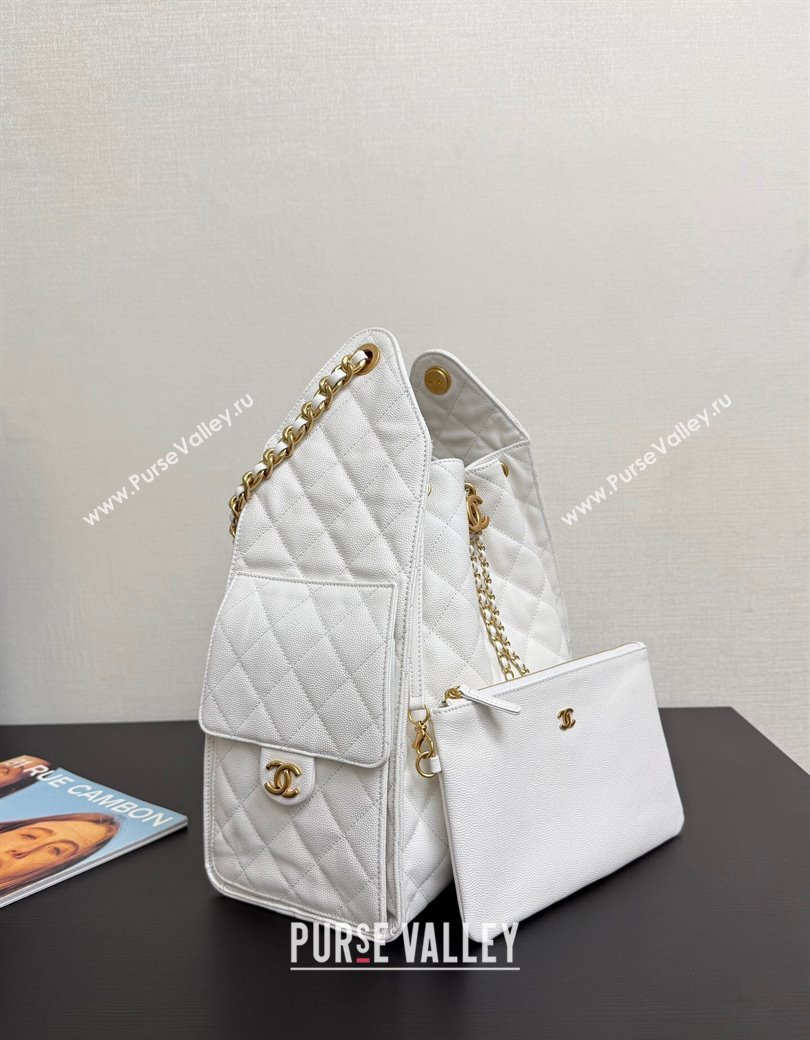 Chanel 25 Grained Calfskin Medium Handbag AS5311 White 2025 0811 (yezi-2508110058)