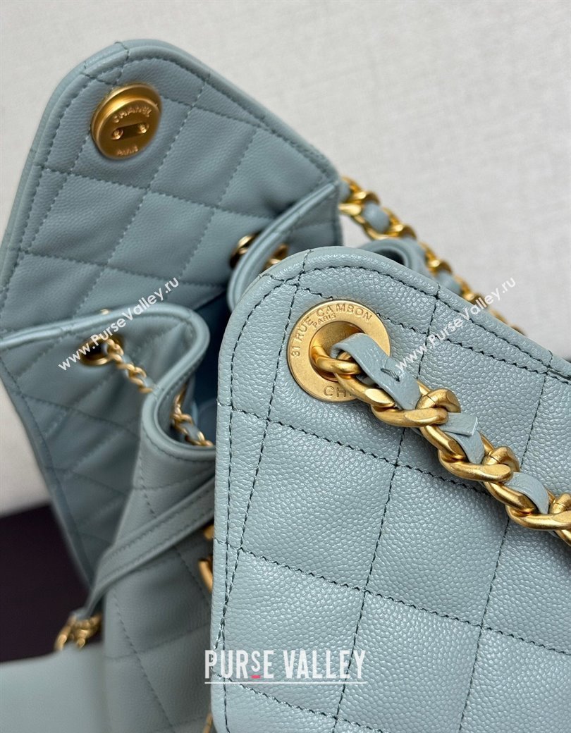 Chanel 25 Grained Calfskin Medium Handbag AS5311 Dusty Blue 2025 0811 (yezi-2508110051)