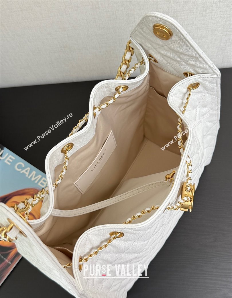 Chanel 25 Grained Calfskin Medium Handbag AS5311 White 2025 0811 (yezi-2508110058)