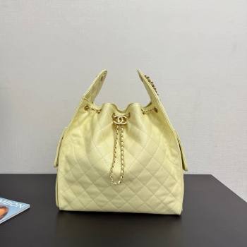 Chanel 25 Grained Calfskin Medium Handbag AS5311 Light Yellow 2025 0811 (yezi-2508110059)