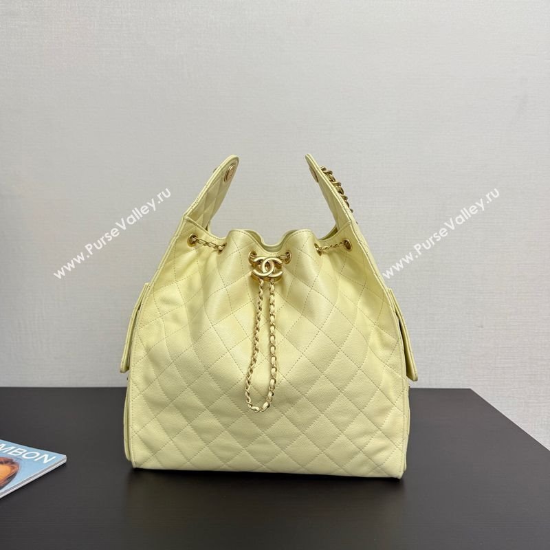 Chanel 25 Grained Calfskin Medium Handbag AS5311 Light Yellow 2025 0811 (yezi-2508110059)