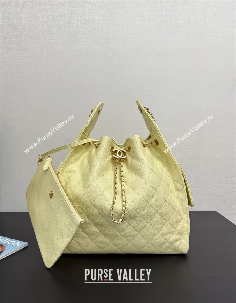 Chanel 25 Grained Calfskin Medium Handbag AS5311 Light Yellow 2025 0811 (yezi-2508110059)