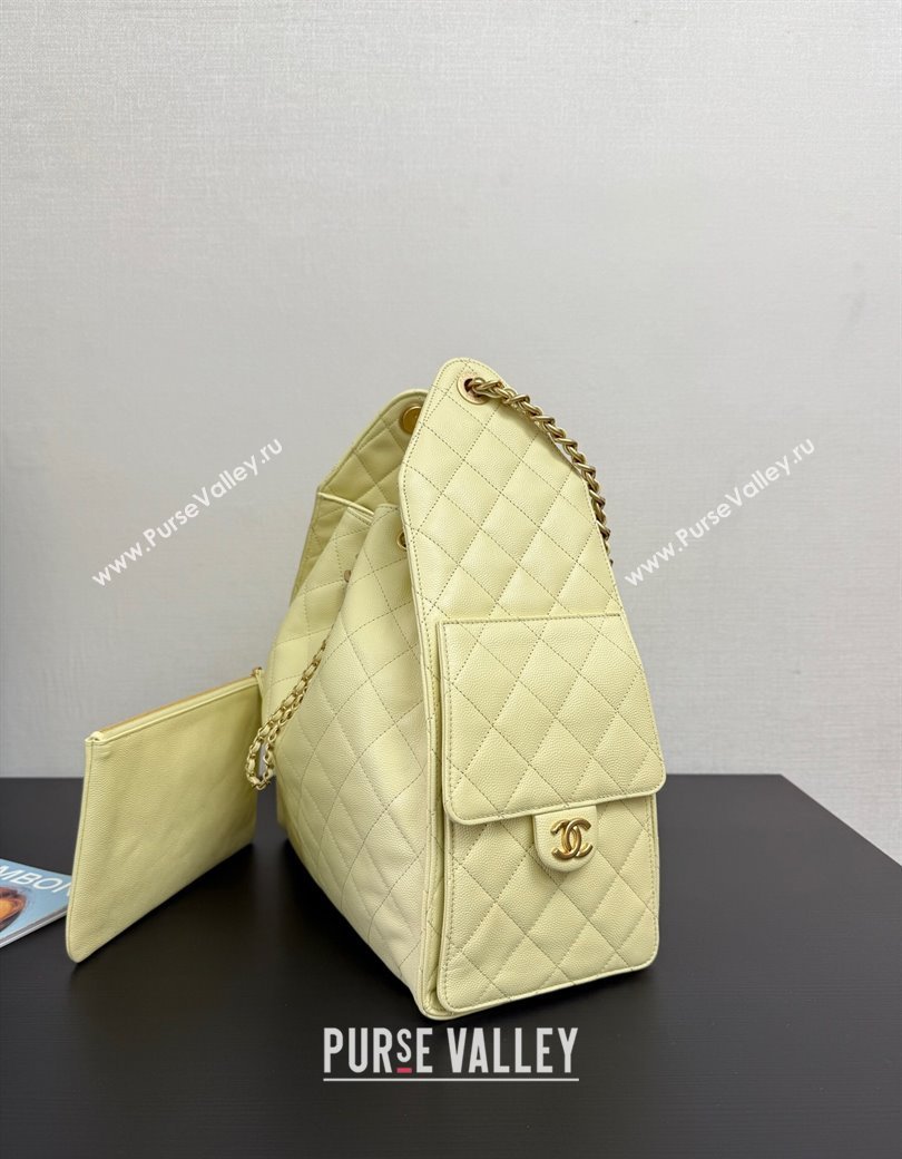Chanel 25 Grained Calfskin Medium Handbag AS5311 Light Yellow 2025 0811 (yezi-2508110059)