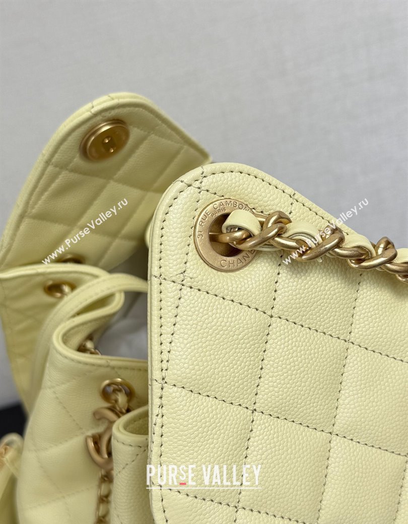 Chanel 25 Grained Calfskin Medium Handbag AS5311 Light Yellow 2025 0811 (yezi-2508110059)