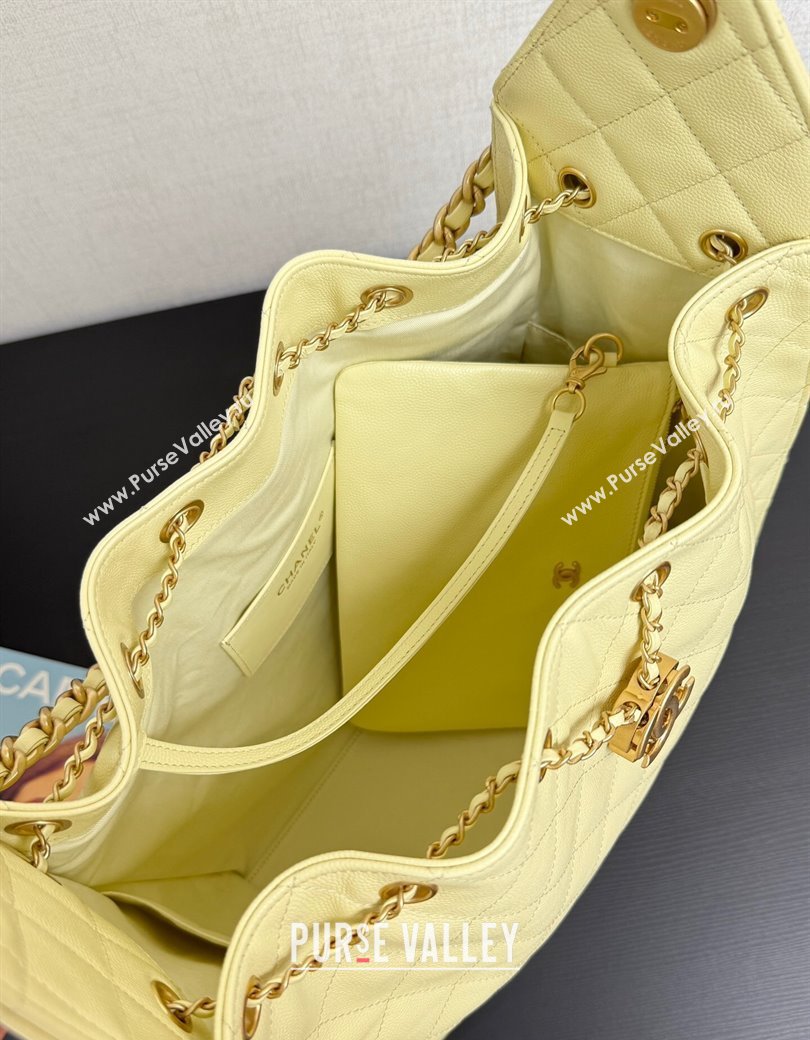 Chanel 25 Grained Calfskin Medium Handbag AS5311 Light Yellow 2025 0811 (yezi-2508110059)