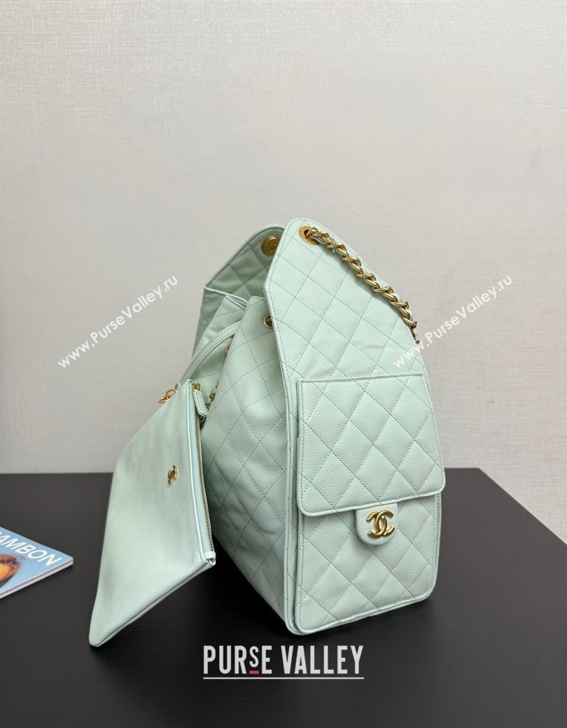 Chanel 25 Grained Calfskin Medium Handbag AS5311 Light Green 2025 0811 (yezi-2508110060)
