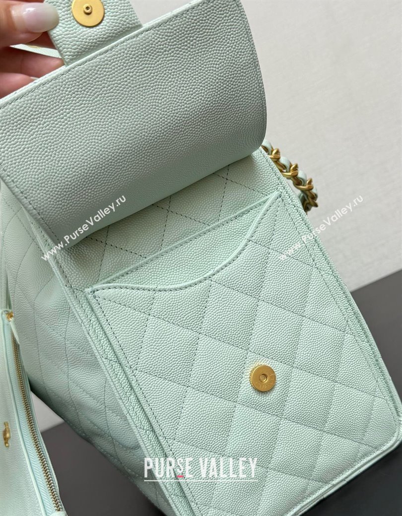 Chanel 25 Grained Calfskin Medium Handbag AS5311 Light Green 2025 0811 (yezi-2508110060)