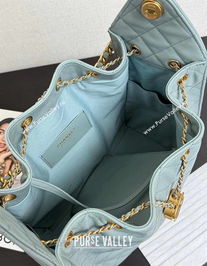 Chanel 25 Grained Calfskin Medium Handbag AS5311 Dusty Blue 2025 0811 (yezi-2508110051)