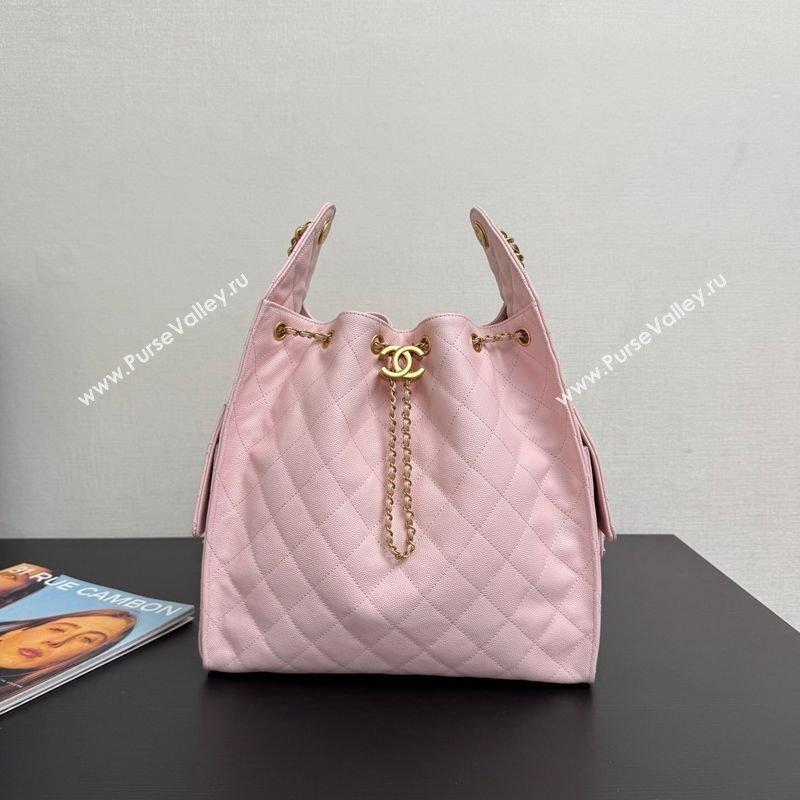 Chanel 25 Grained Calfskin Medium Handbag AS5311 Light Pink 2025 0811 (yezi-2508110061)