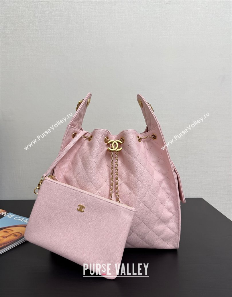 Chanel 25 Grained Calfskin Medium Handbag AS5311 Light Pink 2025 0811 (yezi-2508110061)