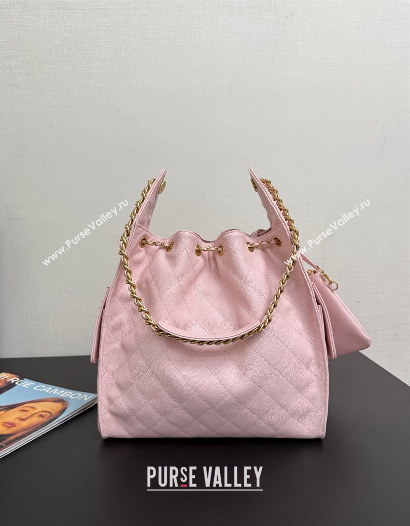 Chanel 25 Grained Calfskin Medium Handbag AS5311 Light Pink 2025 0811 (yezi-2508110061)