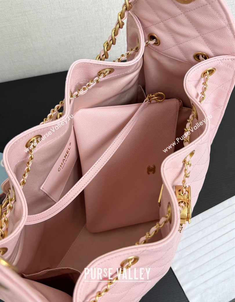 Chanel 25 Grained Calfskin Medium Handbag AS5311 Light Pink 2025 0811 (yezi-2508110061)