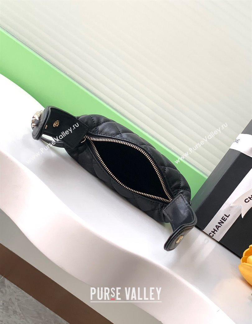 Chanel Lambskin Mini Pouch Black 2025 AP3095 (yezi-250812075)