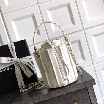 Chanel Lambskin Mini Bucket Bag White 2025 AS5486 (yezi-250812076)