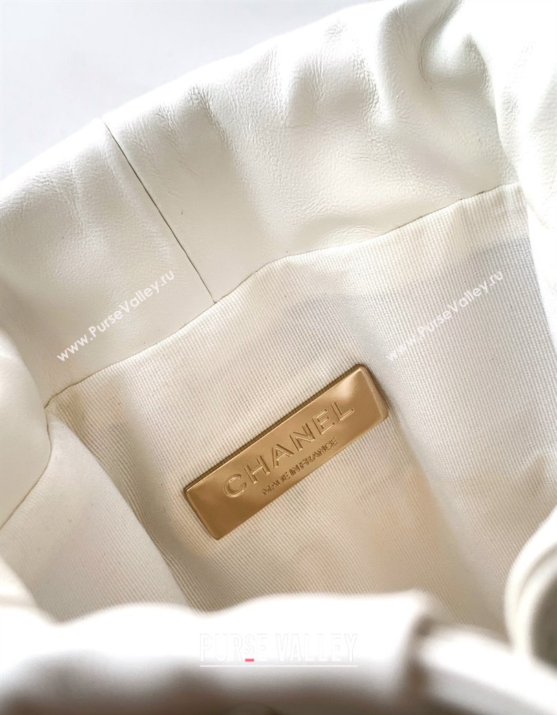 Chanel Lambskin Mini Bucket Bag White 2025 AS5486 (yezi-250812076)