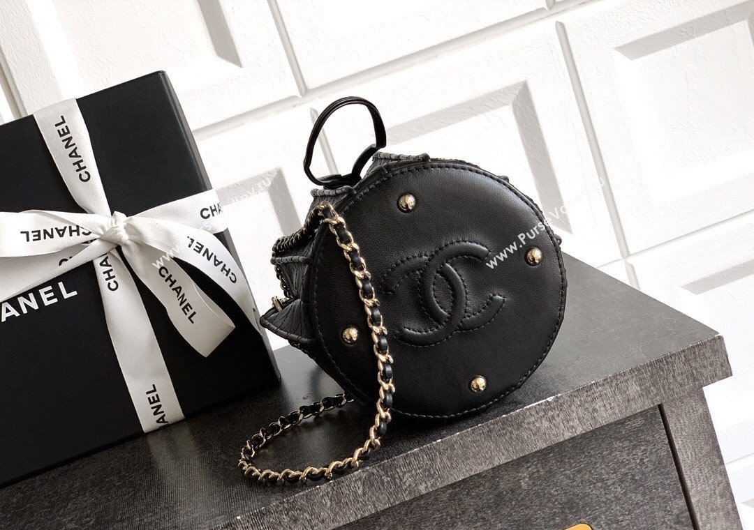 Chanel Lambskin Mini Bucket Bag Black 2025 AS5486 (yezi-250812077)