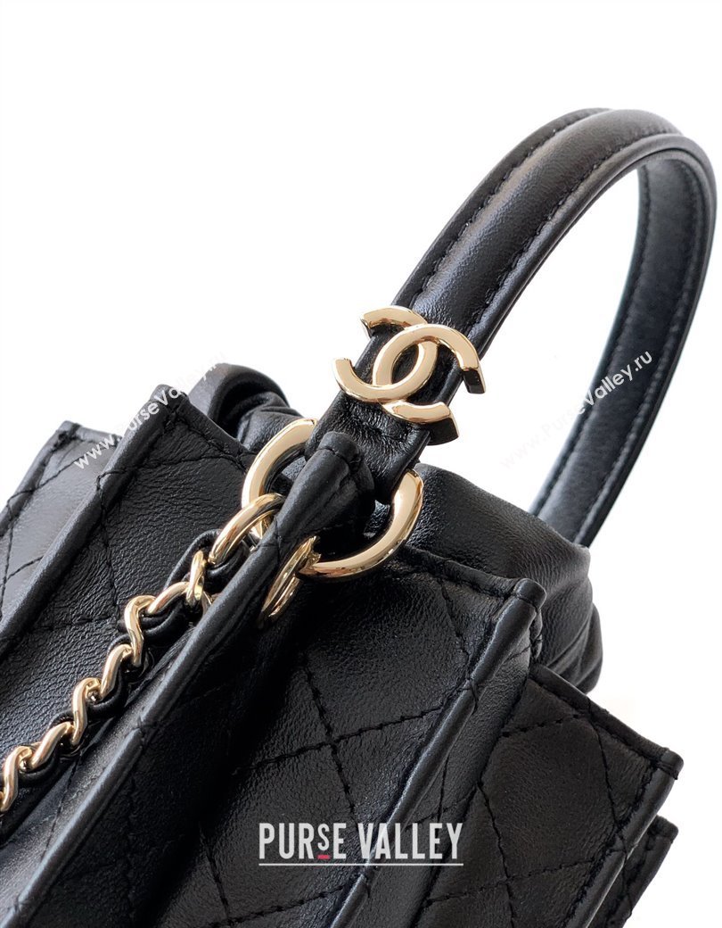 Chanel Lambskin Mini Bucket Bag Black 2025 AS5486 (yezi-250812077)