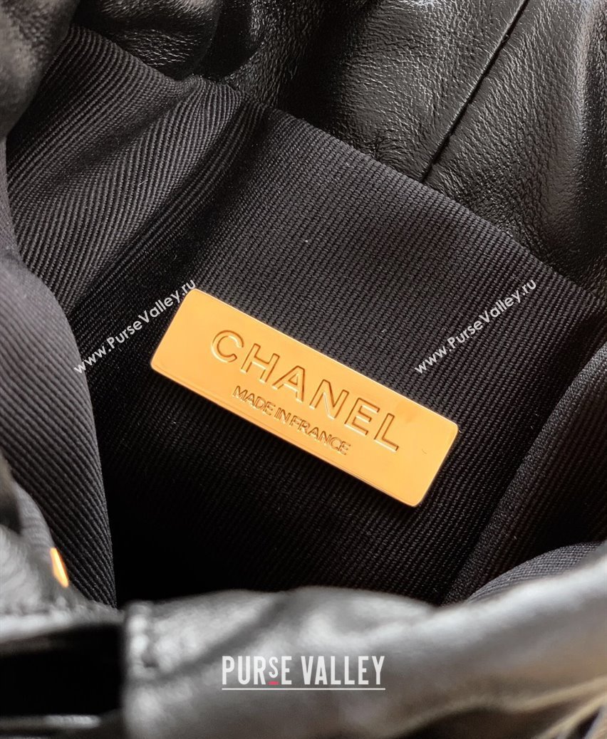 Chanel Lambskin Mini Bucket Bag Black 2025 AS5486 (yezi-250812077)