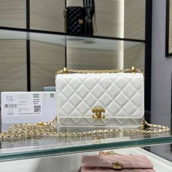 Chanel Shiny Calfskin Wallet On Chain WOC White 2025 AP2289 (yezi-2508110077)