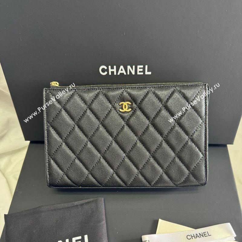 Chanel Grained Calfskin Pouch Black 2025 AP4471 (yezi-250812078)