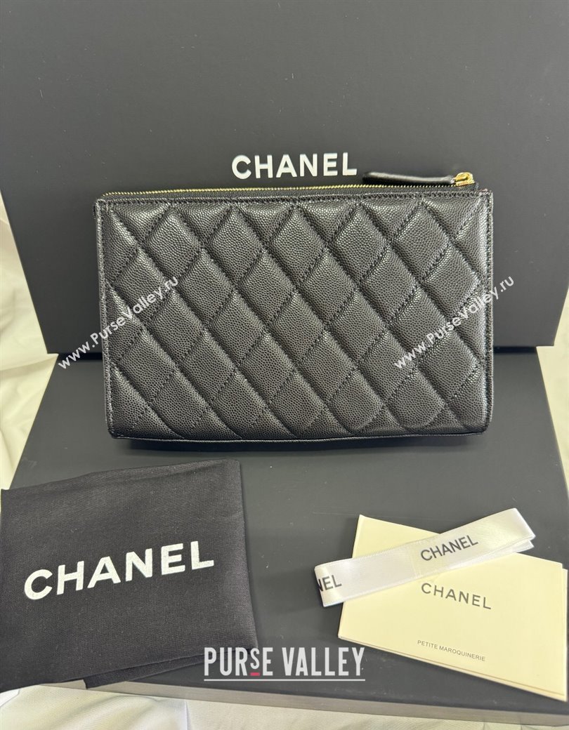 Chanel Grained Calfskin Pouch Black 2025 AP4471 (yezi-250812078)