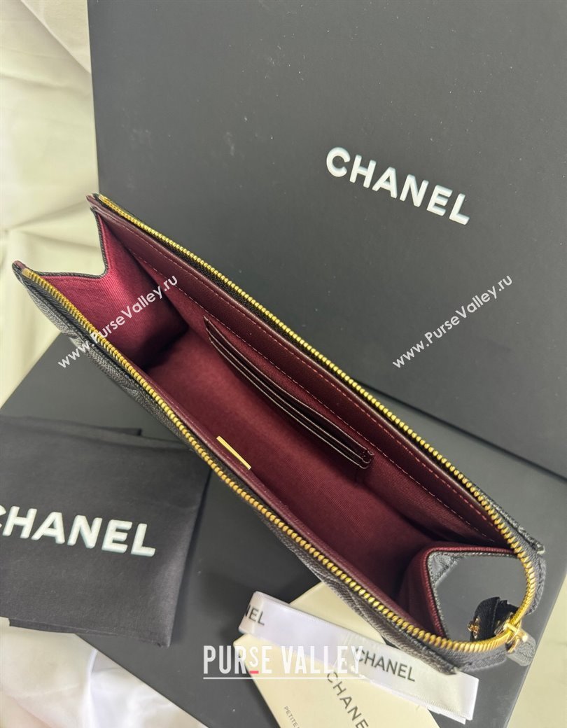 Chanel Grained Calfskin Pouch Black 2025 AP4471 (yezi-250812078)