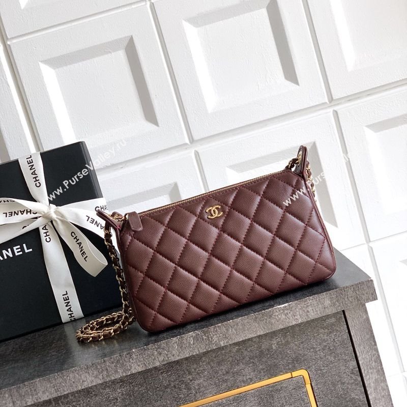 Chanel Grained Calfskin Hobo Bag Coffee Brown 2025 CH081101 (yezi-2508110090)