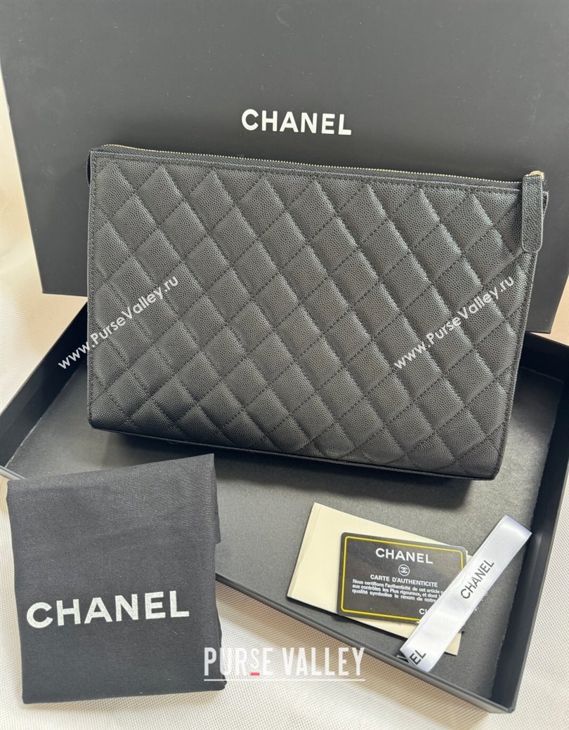 Chanel Grained Calfskin Pouch Black 2025 AP4419 (yezi-250812079)