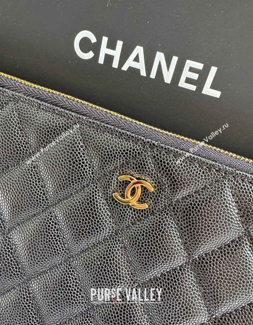 Chanel Grained Calfskin Pouch Black 2025 AP4419 (yezi-250812079)