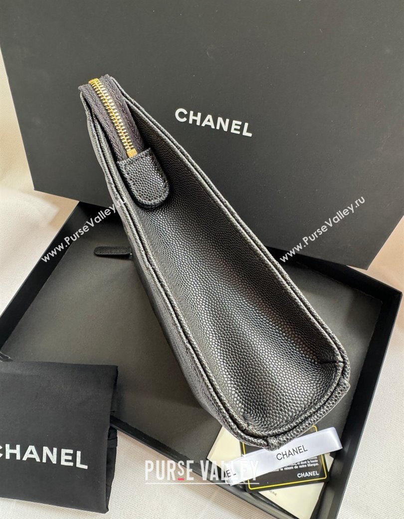 Chanel Grained Calfskin Pouch Black 2025 AP4419 (yezi-250812079)