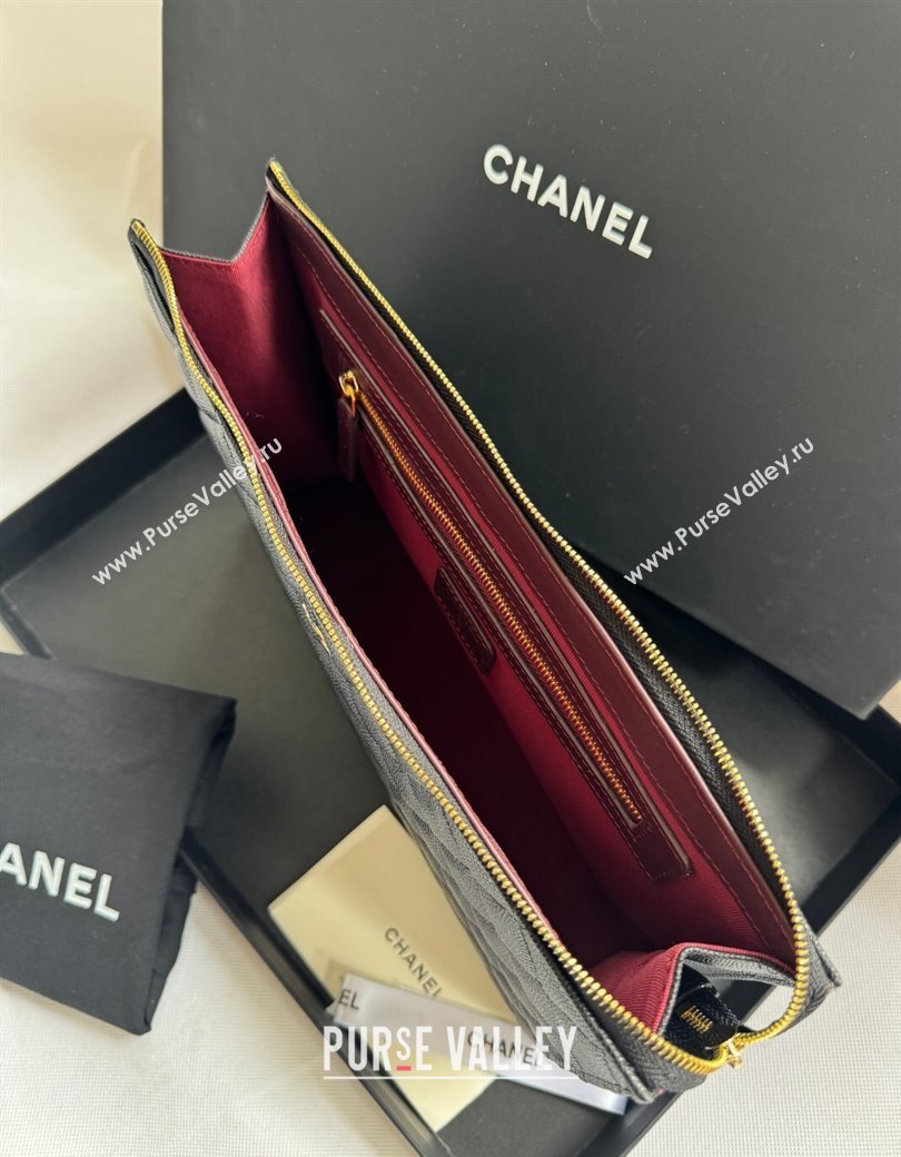 Chanel Grained Calfskin Pouch Black 2025 AP4419 (yezi-250812079)